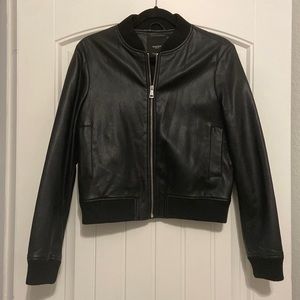 Mango Leather Bomber Jacket